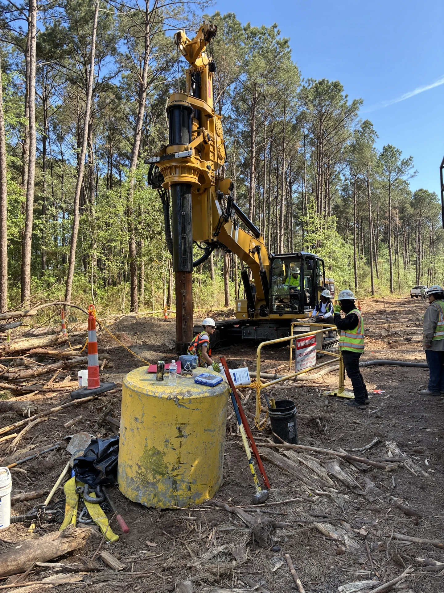 Transmission foundations in a constrained corridor · Savannah area, Georgia