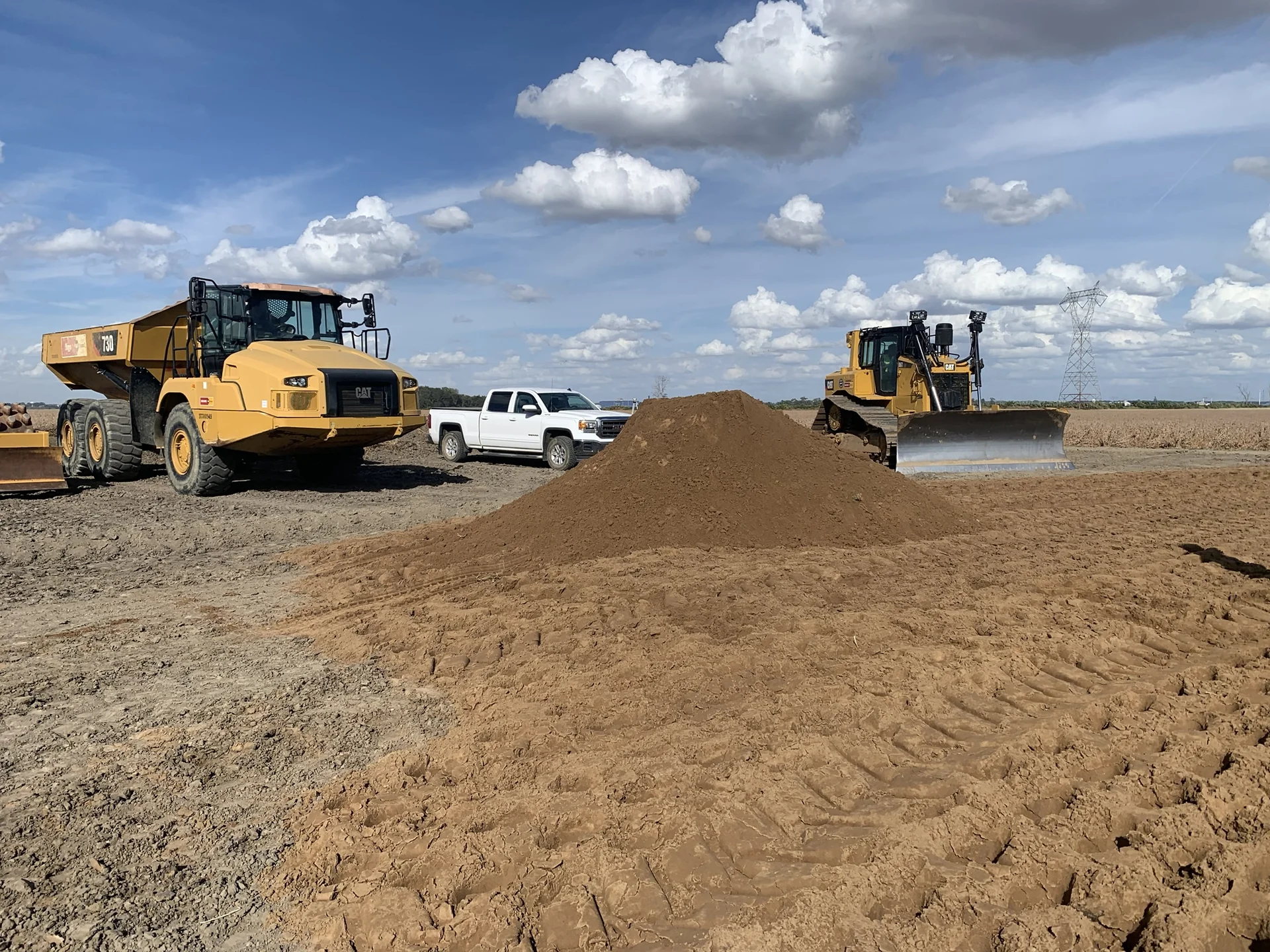 Grading and site preparation on a substation project in progress.