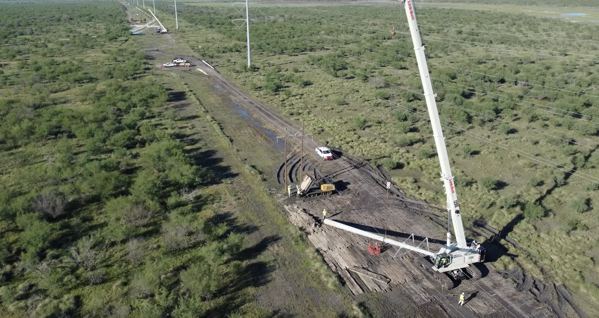 Structure construction along a marsh right-of-way